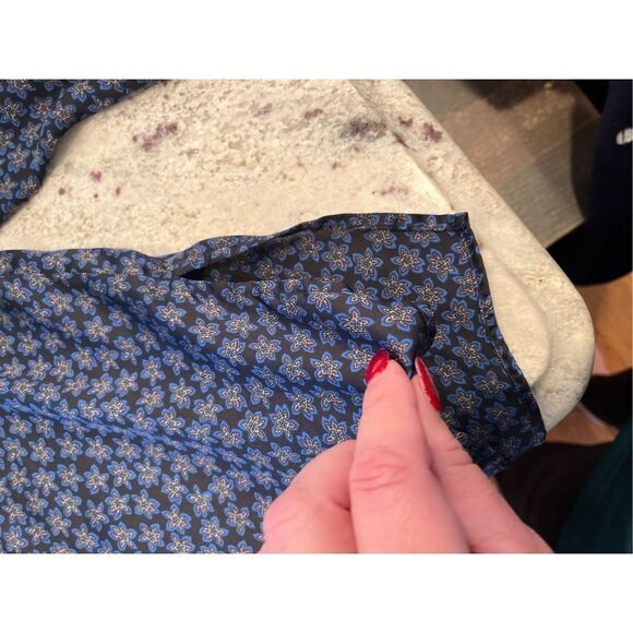 Mango Blue Satin Floral Print Button Down Shirt sz 4 EUC - Picture 7 of 8